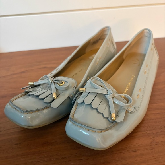 Isaac Mizrahi Women’s Loafers Flats Shoes Patent Teal Tassels Boho Indie Chic 6 - Picture 2 of 9